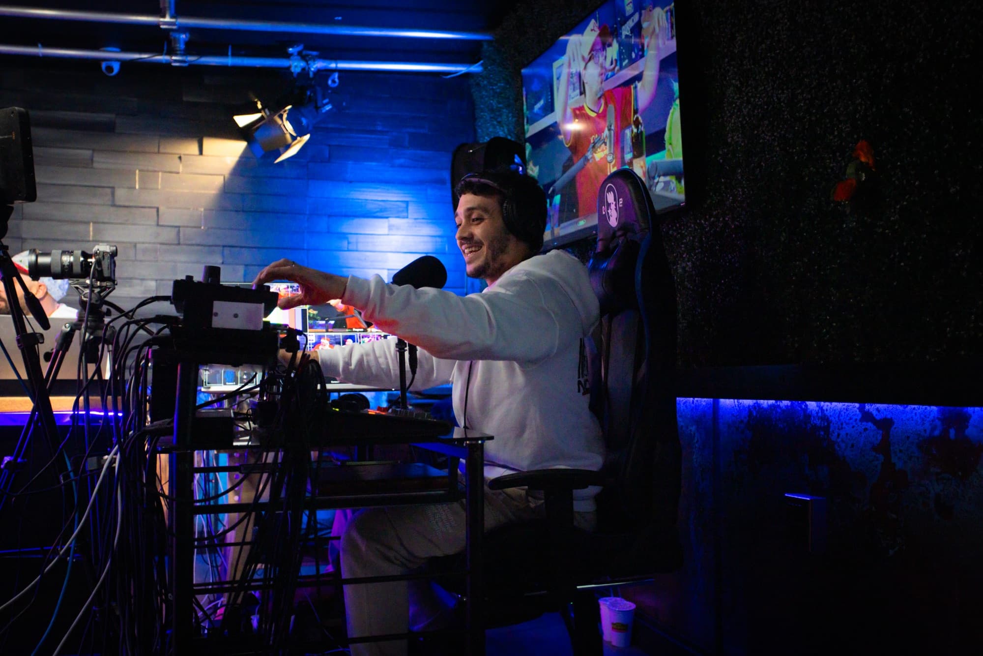 Behind the camera on the podcast set